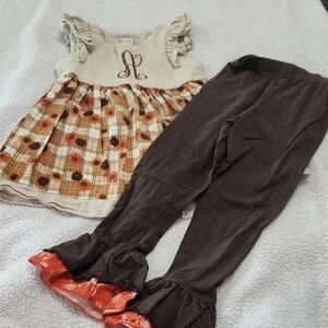 Ricrac & Ruffles 2 piece fall floral set Size 6